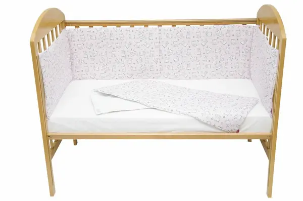 Set protectii patut Baby Bear roz KidsDecor din bumbac 50x100 cm
