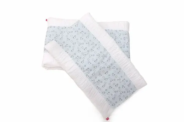 Set protectii patut KidsDecor din bumbac Blue Ducks 70x140 cm