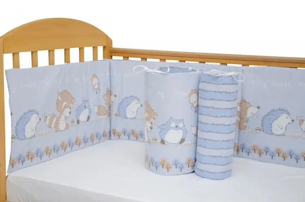 Set protectii patut Odette Blue din bumbac 63x127 cm