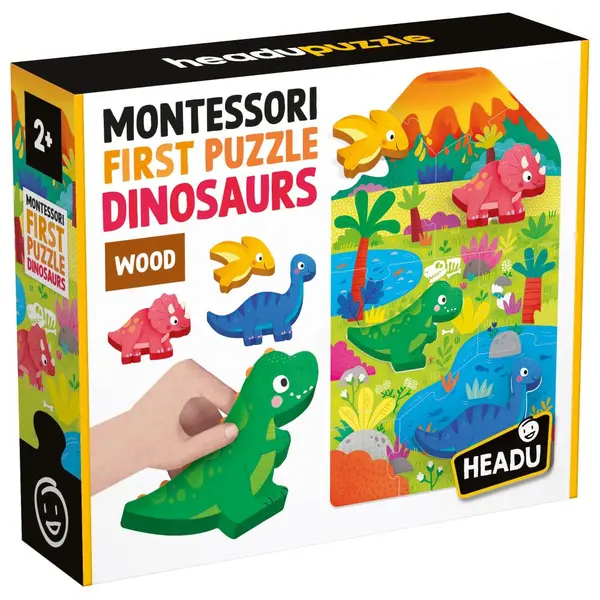 Set puzzle si 4 forme din lemn Headu Montessori