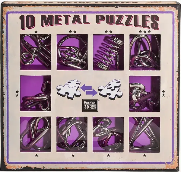 Set puzzle-uri de logica metalice Eureka - 10 Metal Puzzles Set, violet