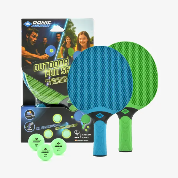 Set rachete și mingi de tenis de masă rezistente, set exterior albastru/verde