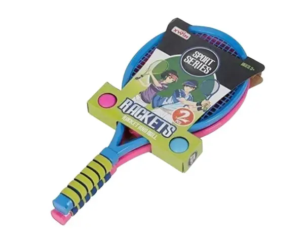 Set rachete tenis pentru copii cu 2 mingi, multicolor