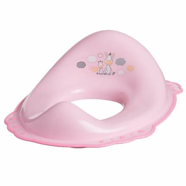 Set reductor toaleta si inaltator baie antiderapant, Maltex Baby, Zebra Roz