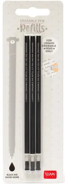 Set rezerve pentru pixuri cu gel Legami - 3 bucăți, negre