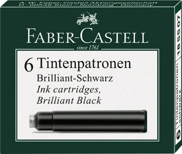 Set rezerve pentru stilou Faber-Castell - Negre, 6 bucati