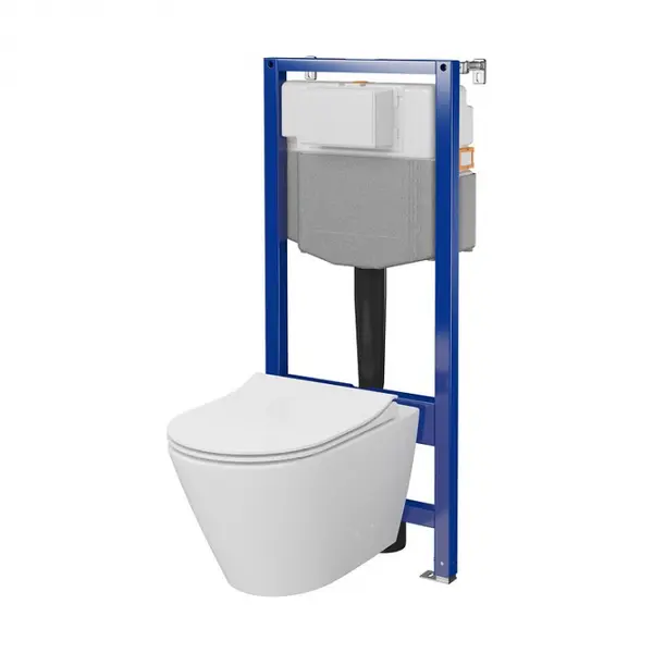 Set rezervor wc incastrat cu vas Wc oval si capac duroplast, Cersanit City Pro
