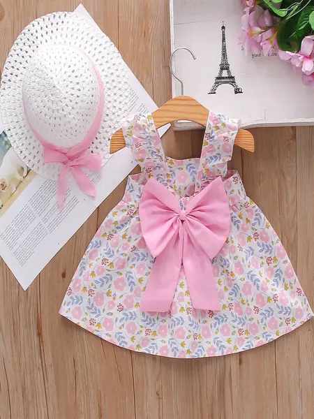 Set rochie cu pălărie DARIA - roz / 2-3ani