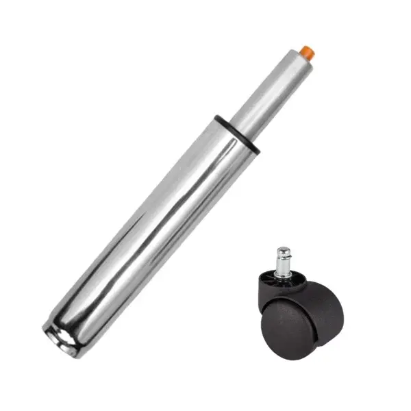 Set rola universala O11 mm, PVC si cilindru piston, gaz, pentru scaune birou, argintiu, 35 cm