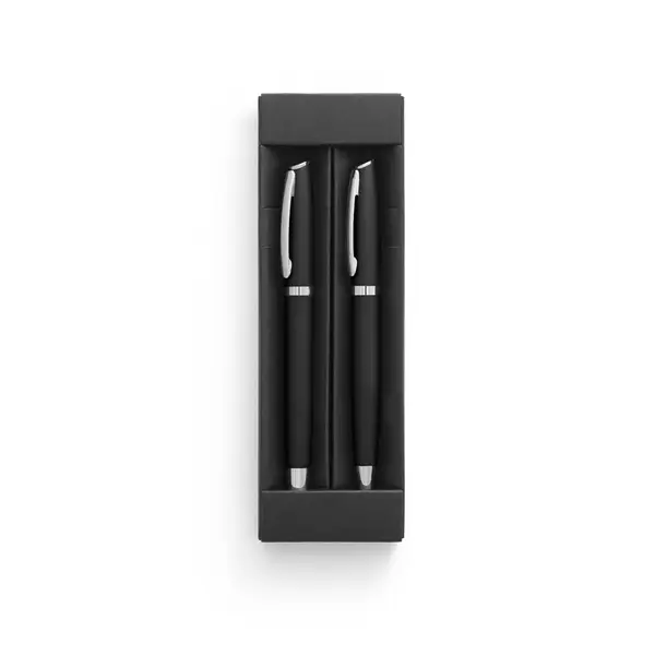 Set roller și pix negru din aluminiu reciclat Set roller și pix negru din aluminiu reciclat