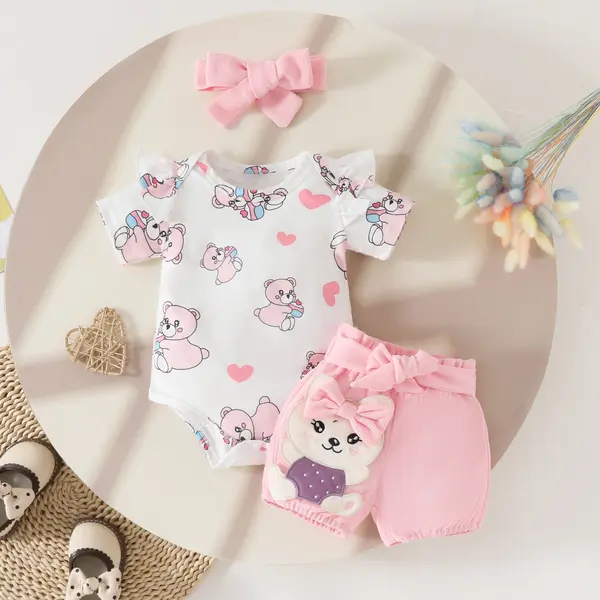 Set Roz Fetite 3 Piese Adelina - 9-12 luni