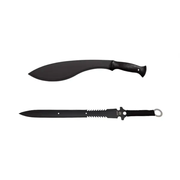 Set sabie si maceta de vanatoare, DEPOX , Kukri Black, 44 cm, husa inclusa