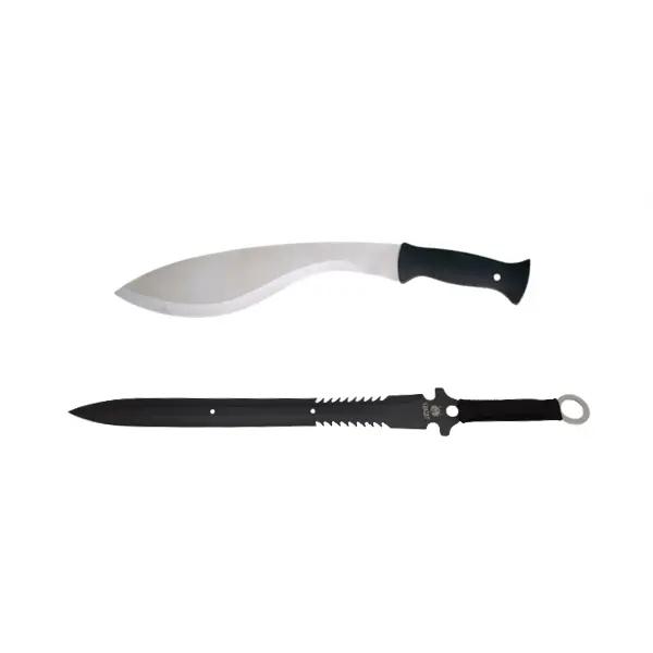 Set sabie si maceta de vanatoare, DEPOX , Kukri Silver, 44 cm, husa inclusa