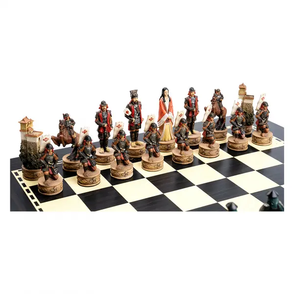 Set sah tematic Samurai cu tabla cu efect de abanos