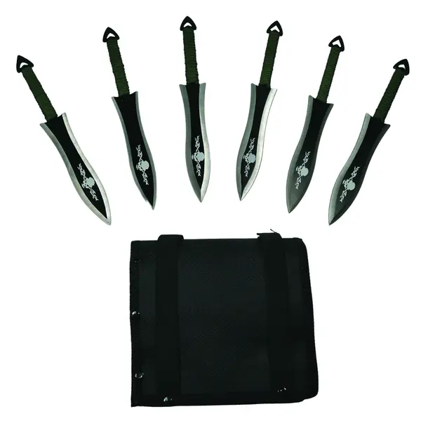 Set sase cutite de aruncat DEPOX , Army Fury, otel inoxidabil, 19 cm