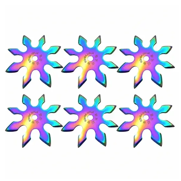Set sase stele de aruncat DEPOX , 8 colturi, metalic, multicolor, 10 cm