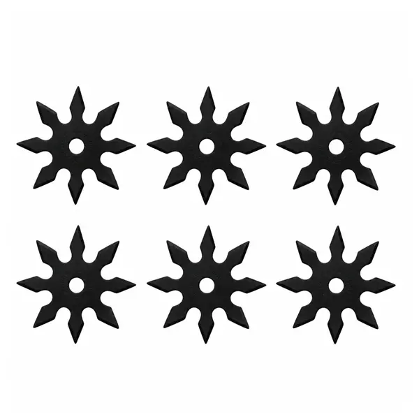 Set sase stele de aruncat DEPOX , 8 colturi, metalic, negru, 10 cm