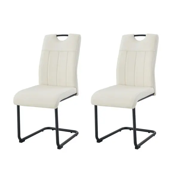 Set Scaune Cantilever din textil, crem