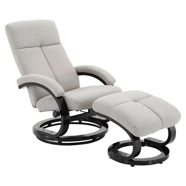 Set Scaune De Relaxare din lemn, textil, gri deschis