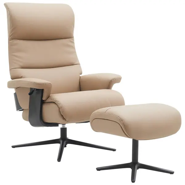 Set Scaune De Relaxare din metal, textil, piele, negru, taupe