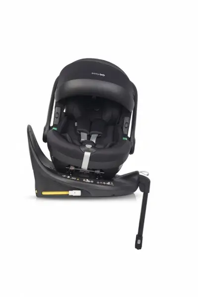 Set scoica auto si baza isofix rotativa EasyGo Buz Pro i-Size, omologat R129, cu tetiera reglabila in inaltime, copertina ajustabila, pentru copii intre 40-87 cm sau 0-13 kg, Ink