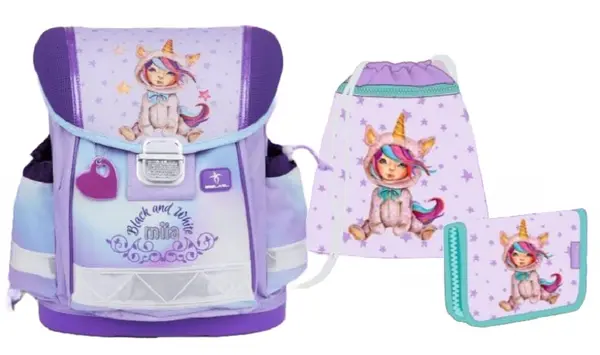 Set școlar Belmil Miia - Fata Unicorn, Ghiozdan,geantă și penar