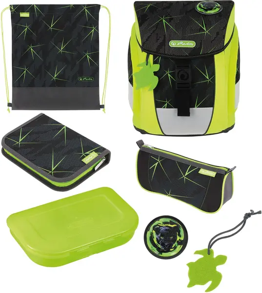 Set școlar Herlitz FiloActive Plus - Wild Life, rucsac, două penare, săculeț și cutie pentru mâncare