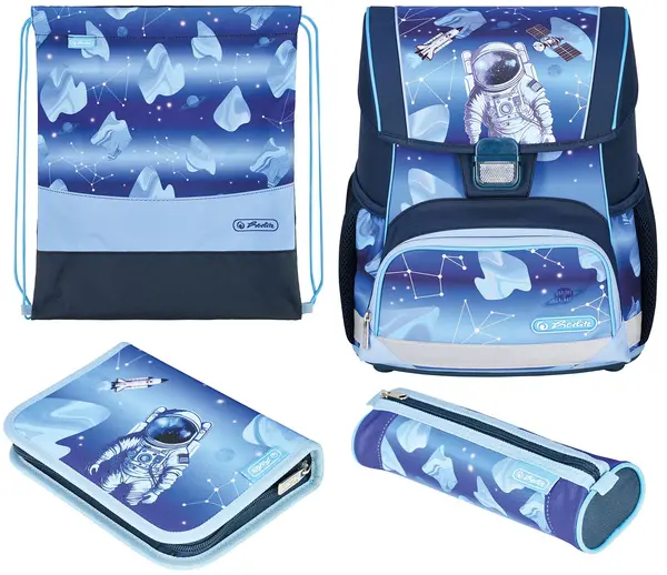 Set școlar Herlitz Loop Plus - Cosmic Explorer, ghiozdan două penare și un săculeț