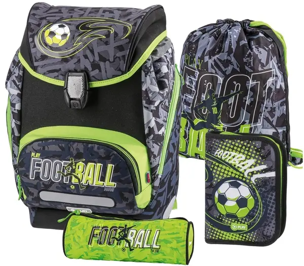Set școlar Play Football - Ghiozdan, două penare și sac de sport