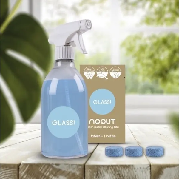 Set solutie curatare geamuri zero waste recipient si tablete Noout