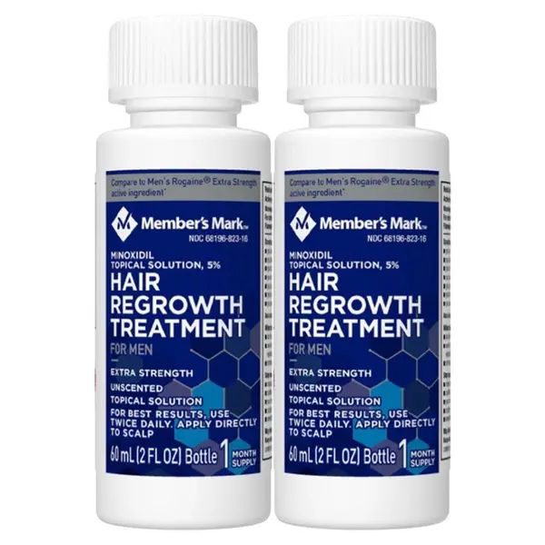 Set Solutie, Member's Mark, Minoxidil 5%, Tratament Impotriva Caderii Parului, pentru Barbati, Pipeta Inclusa, 2x 60ml