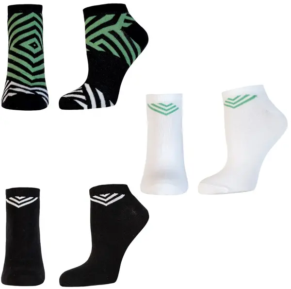 Set șosete scurte Happy Foottopia - Negru, 3 perechi, marimea 43-46