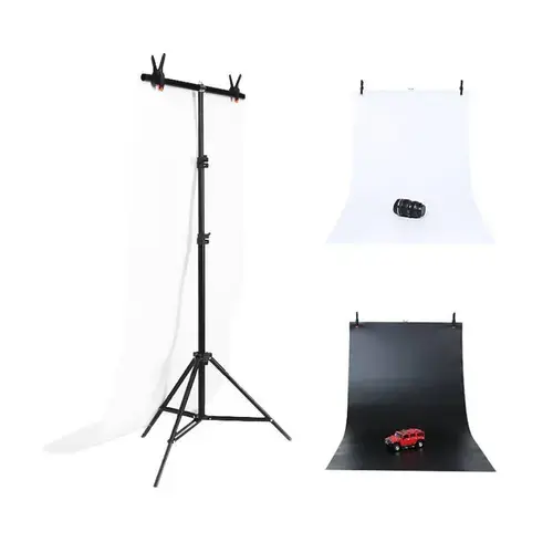 Set stativ si fundal pentru studio foto DCA0976 Puluz, 70x200cm (Negru/Alb)