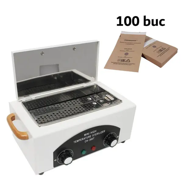 Set Sterilizator cu aer cald Pupinel CH-360T + 100 pungi de sterilizare | EVERIN