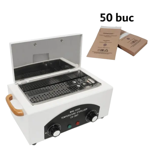 Set Sterilizator cu aer cald Pupinel CH-360T + 50 pungi de sterilizare | EVERIN