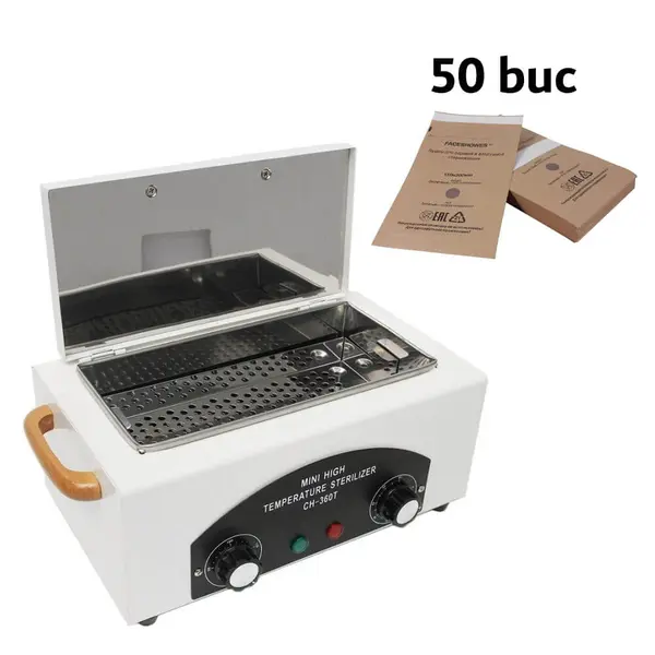 Set Sterilizator cu aer cald Pupinel CH-360T Calibrat si verificat tehnic + 50 pungi de sterilizare | EVERIN