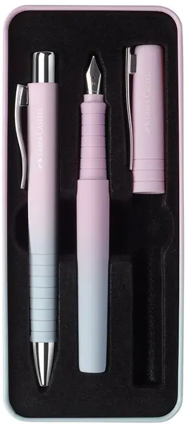 Set stilou și pix Faber-Castell Poly Ball - Blushing Sky