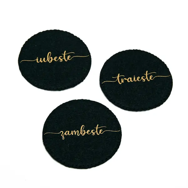 Set suporturi de pahare cu mesaj - Handmade - Negru | FriendlyGifts