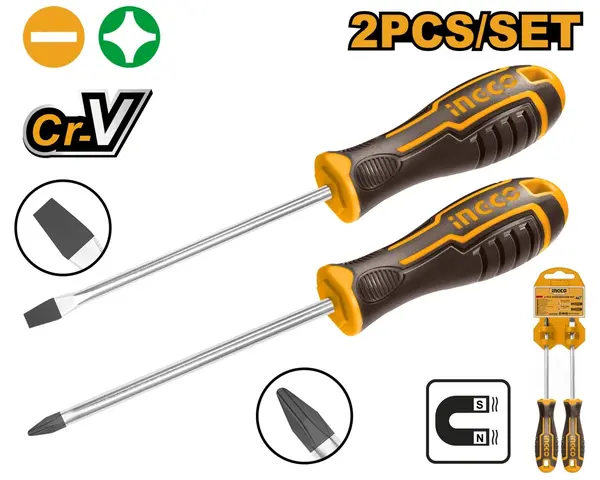 Set Surubelnite Cr-V + - 2pcs INGCO HKSD0248