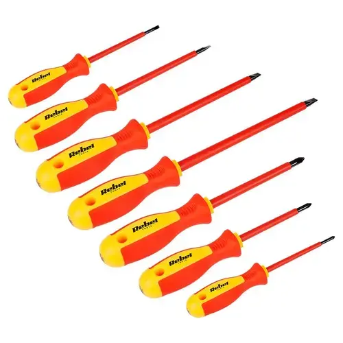 Set surubelnite izolate 1000 V Rebel Tools 7 bucati , varfuri magnetice, crom - vanadiu