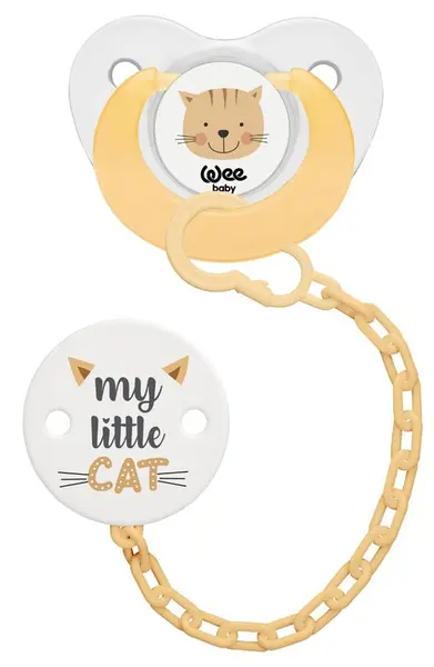 Set suzetă și lanț Wee Baby - 0-6 luni, galbenă