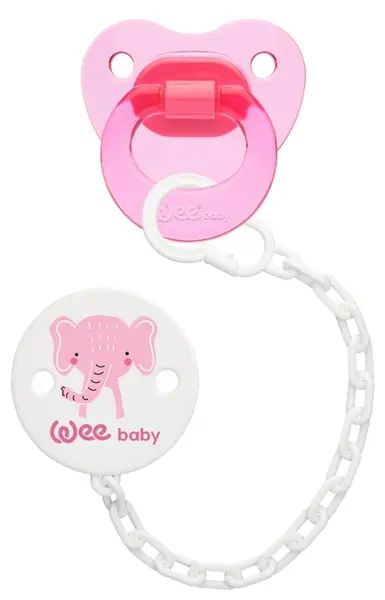 Set suzetă și lanț Wee Baby - 0-6 luni, roz