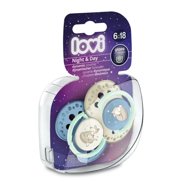 Set suzete din silicon pentru 6 - 18 luni Night&Day 22/915BOY, 2 bucati, LOVI