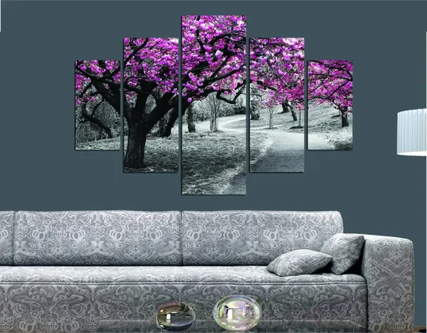 Set tablouri canvas (5 bucati) ST034 Multicolor 56x20 cm
