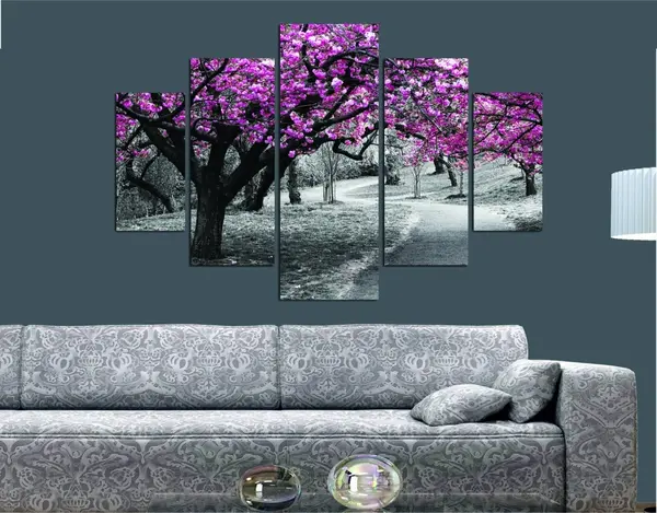 Set tablouri canvas (5 bucati) ST034 Multicolor 56x20 cm