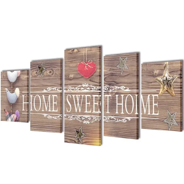 Set tablouri din panza cu imprimeu home sweet home, 100 x 50 cm