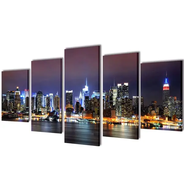 Set tablouri imprimate pe panza, new york skyline, 200x100 cm
