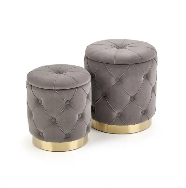 Set tabureti tapitati Polly Gri / Gold