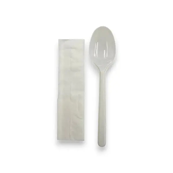 Set tacâm bio cu linguriță + servețel – 100 Bucăți Set tacâm bio cu linguriță + servețel – 100 Bucăți