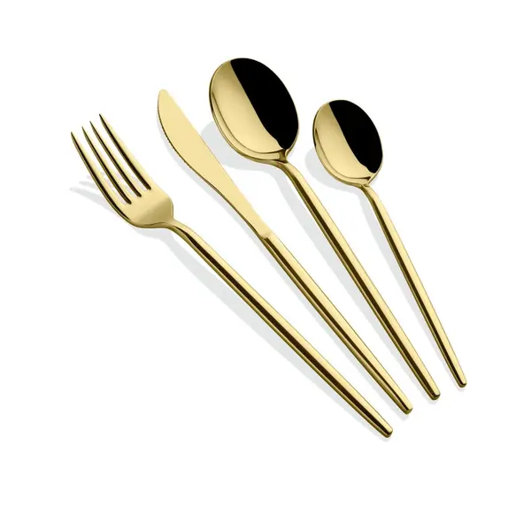 Set tacamuri 24 bucati Almeria Auriu 23.4x23.4x23.4 cm